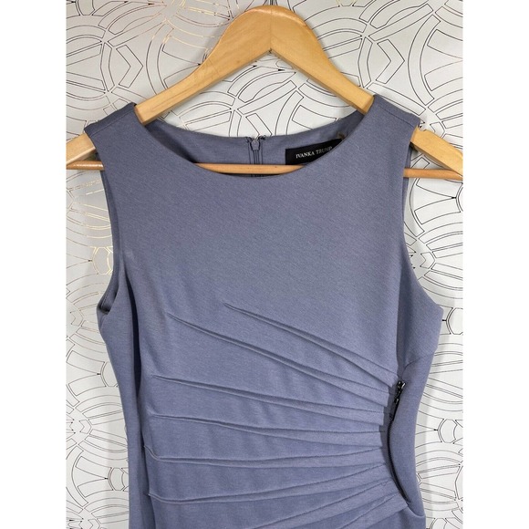IVANKA TRUMP Light Blue Sleeveless Starburst Side Zipper Career Sheath Dress 4 - Picture 5 of 11